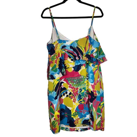 J. Crew Dress Womens Size 10 Colorful Ruffle Adjustable Straps Mini Dress - Picture 7 of 15